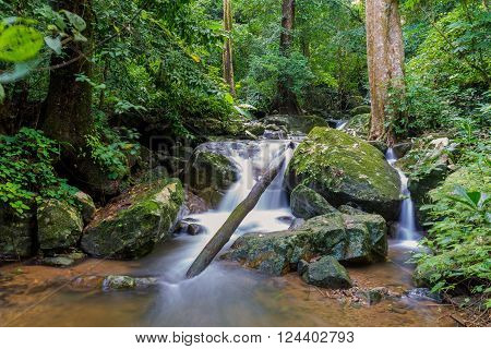 Waterfall in deep rain forest jungle (Krok E Dok Waterfall Saraburi) Thailand.