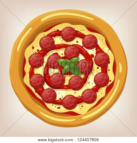 Pizza Pepperoni vector illustration. Pizza set. Cartoon style icon. Restaurant menu illustration.