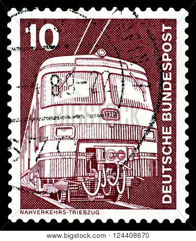 STAVROPOL RUSSIA - APRIL 04 2016: a stamp printed by Germany shows Elektric Train series Industry and Technology circa 1975