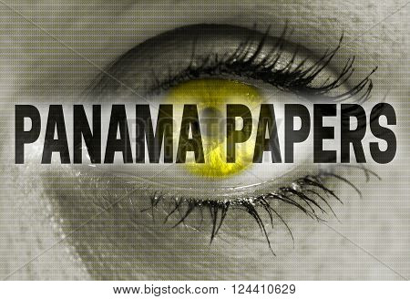 panama papers eye looks at viewer concept.