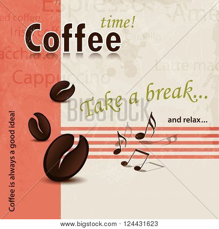 Coffee background abstract with Coffee Break slogan