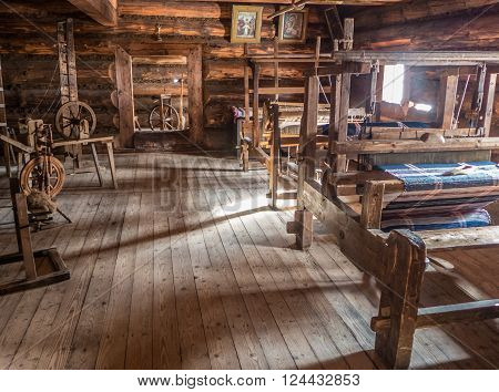 ZUBEREC, SLOVAKIA - FEBRUARY 15: Interior of  old cottage at Open-air musem at village Zuberec on February 15, 2016 in Zuberec