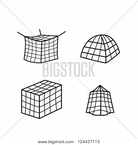 Set of Big mosquito bed net icon and symbol vector