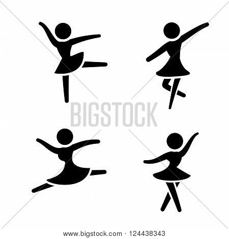 Set of ballet icons in silhouette stylevector
