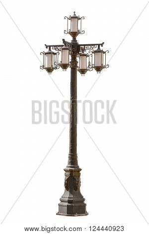 The metal classic lamp on white background.