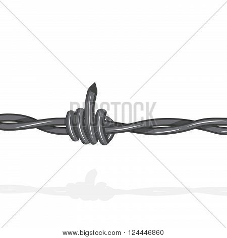 Barbed lookslike off with the middle finger wire seamless background. Vector fence illustration isolated on white. Protection concept design.