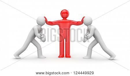 Intermediary in the conflict decision. 3d illustration