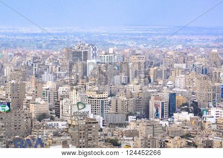 CAIRO EGYPT - FEBRUAR 25: Agusa neighbourhood in Cairo on FEBRUAR 25 2010. Aerial view of Agusa residential neighbourhood in Cairo Egypt.
