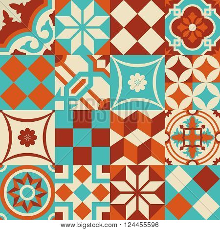 Ceramic Mosaic Tile Pattern With Geometry Shapes