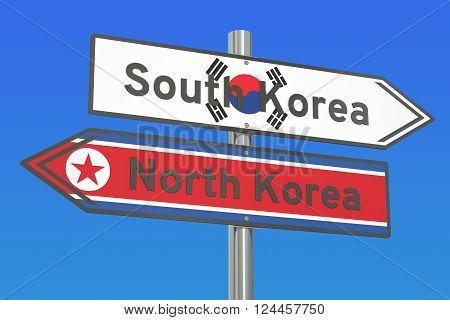 South Korea and North Korea relations concept 3D rendering
