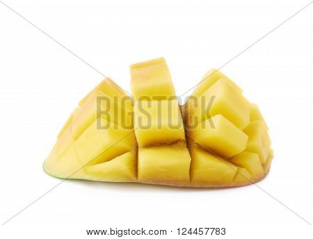 Ripe mango fruit hadgehog isolated over the white background