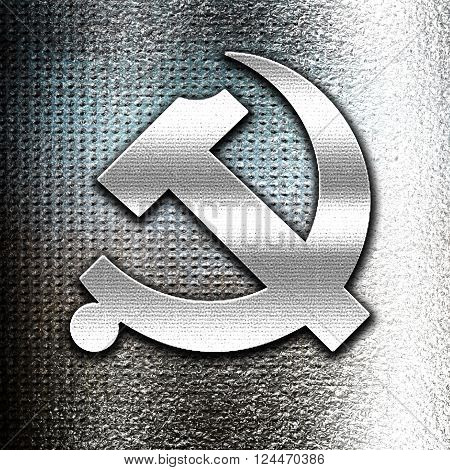 Grunge metal Communist sign with red and yellow vivid colors