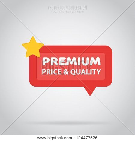 Premium quality flat abstract isolated vector illustration. Design of ad offer. Premium quality banner. Sale sticker. Premium quality sticker. Promo offer. Premium quality badge. Special offer ad tag. Premium quality label. Vector icon of premium quality.