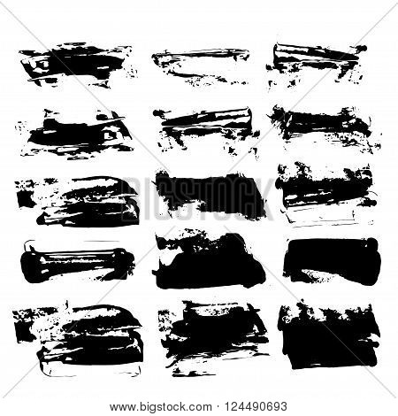 vector illustration. Brush Collection - grungy brush strokes isolated on white background