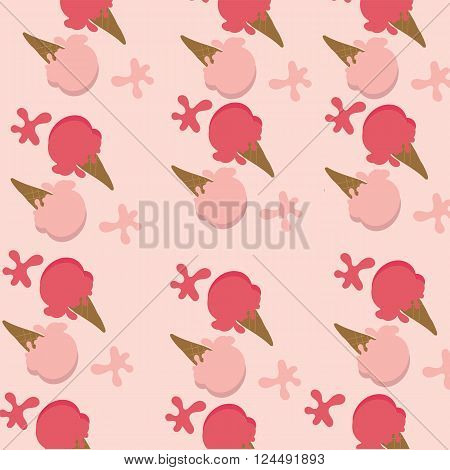 Background of ice cream two color red strawberry sherbet and pink strawberry on pink background