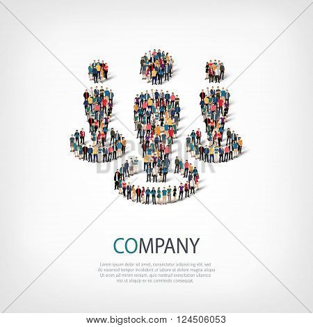 Isometric set of styles, company , web infographics concept  illustration of a crowded square, flat 3d. Crowd point group forming a predetermined shape. Creative people. - Vector Illustration. Stock vector.