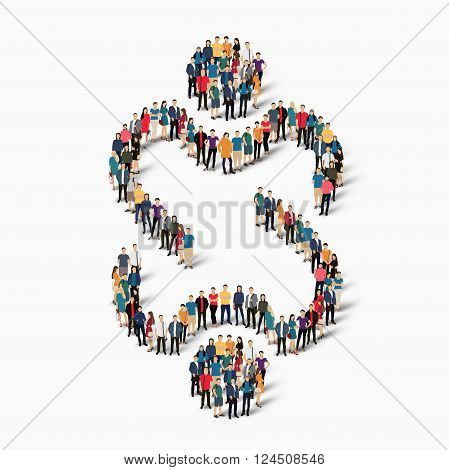 Isometric set of styles abstract  symbol friendship web infographics concept vector illustration of a crowded square, flat 3d. Crowd point group forming a predetermined shape. Creative people. - Vector Illustration. Stock vector.