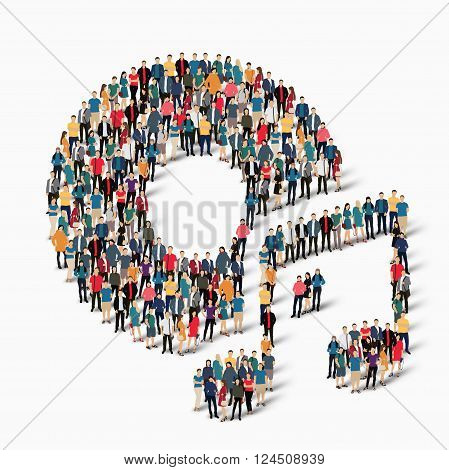 Isometric set of styles  , musik  , symbol web infographics concept vector illustration of a crowded square, flat 3d. Crowd point group forming a predetermined shape. Creative people. - Vector Illustration. Stock vector.