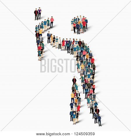 Isometric set of styles, parenting , web infographics concept  illustration of a crowded square, flat 3d. Crowd point group forming a predetermined shape. Creative people. - Vector Illustration. Stock vector.