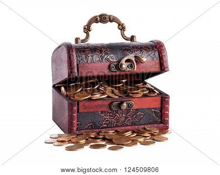 Close up treasure chest isolated on white