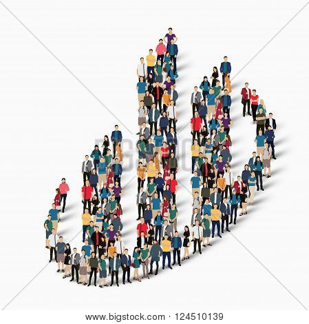 Isometric set of styles abstract business symbol web infographics concept vector illustration of a crowded square, flat 3d. Crowd point group forming a predetermined shape. Creative people. - Vector Illustration. Stock vector.