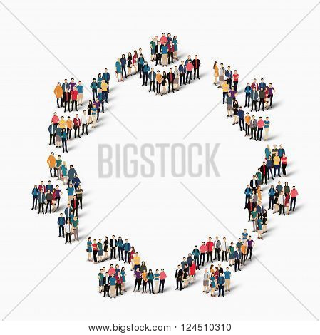 Isometric set of styles abstract business symbol web infographics concept vector illustration of a crowded square, flat 3d. Crowd point group forming a predetermined shape. Creative people. - Vector Illustration. Stock vector.