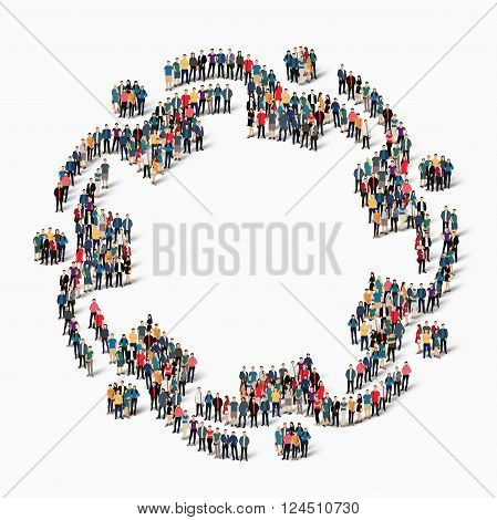 Isometric set of styles abstract business symbol web infographics concept vector illustration of a crowded square, flat 3d. Crowd point group forming a predetermined shape. Creative people. - Vector Illustration. Stock vector.