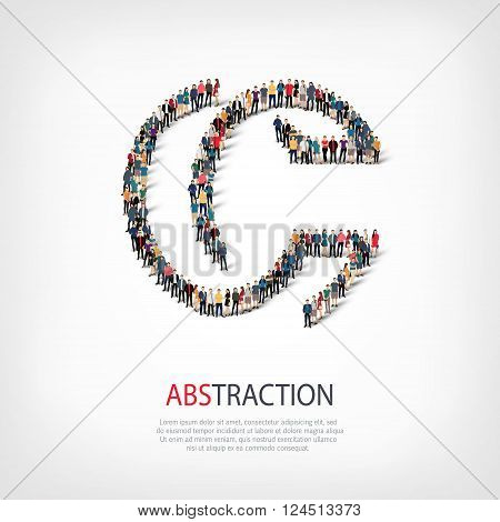 Isometric set of styles abstract business symbol web infographics concept vector illustration of a crowded square, flat 3d. Crowd point group forming a predetermined shape. Creative people. - Vector Illustration. Stock vector.