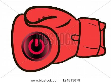 Boxing glove and red icon of switching off