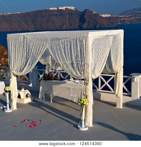 In The Sea  Of Santorini Greece Island Europe Anniversary And Marriage Cerimony