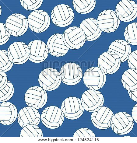Volleyball seamless pattern. Sports balls on blue background. Vector illustration
