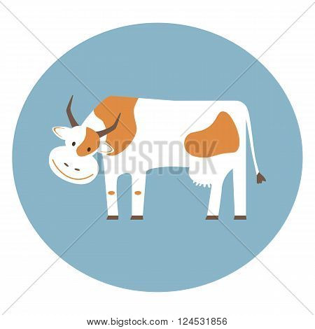Vector cow logo flat illustration. Cute cow icon illustration