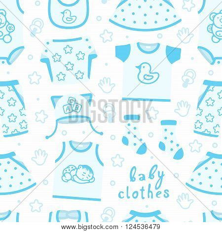 Seamless pattern with elements of baby clothes