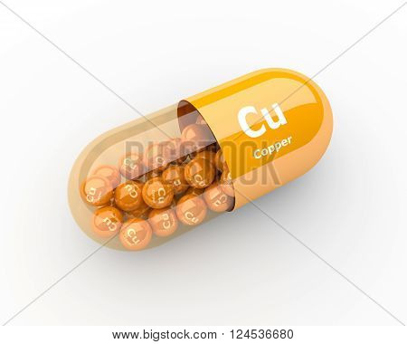 3d pills with copper Cu element dietary supplements
