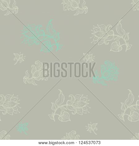 vector abstract floral background. seamless pattern with hand drawn flowers