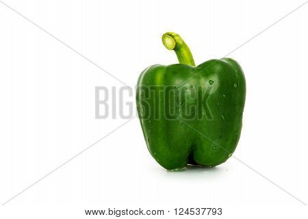Green bel paper vegetarian ripe paprika spice isolate on white background