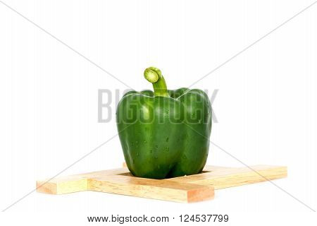 Green bel paper vegetarian ripe paprika spice isolate on white background