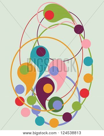Abstract bright pattern with drops and dots. Coloful vector illustration
