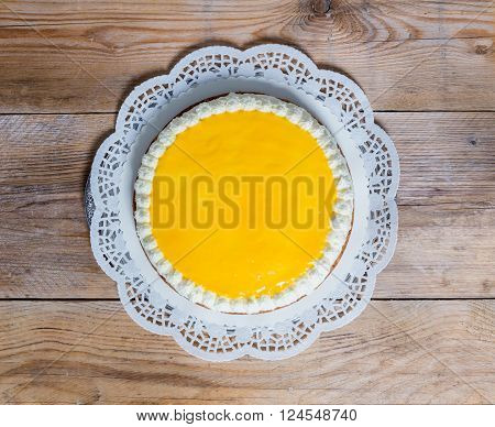 Advocaat cake on rustic wood background picture