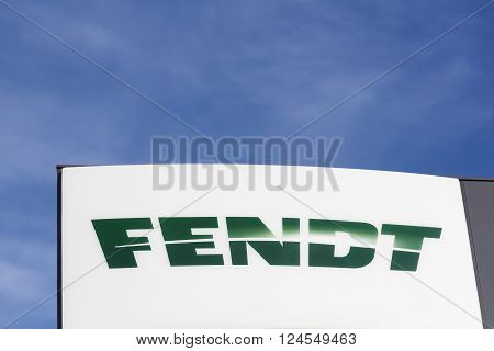 Odder, Denmark - April 3, 2016: Fendt is a German manufacturer of agricultural tractors and machines, manufacturing and marketing a full line of tractors, combine harvesters and balers