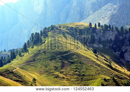 Gardena Pass dolomites protect by UNESCO Italy