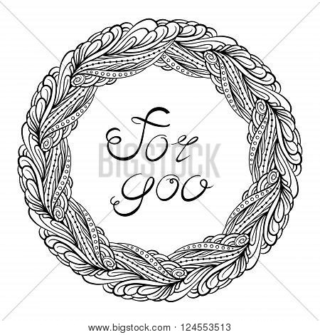 Vector absrtact floral elements black and white frame. EPS 8