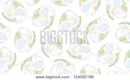 Gentle elephants on white background. Vector pattern illustration.