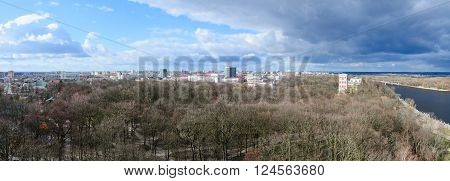 Panoramic view from above of the central part of the city of Gomel Belarus