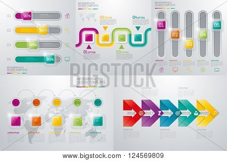 Set with infographics. Data and information visualization. Template. Stock vector