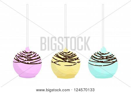 round cake pops on a stick vector illustration RGB
