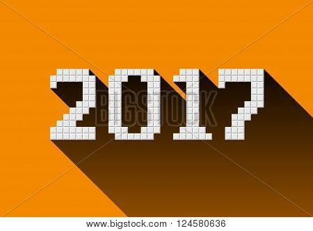 2017 year cubic block character, vector EPS 10.