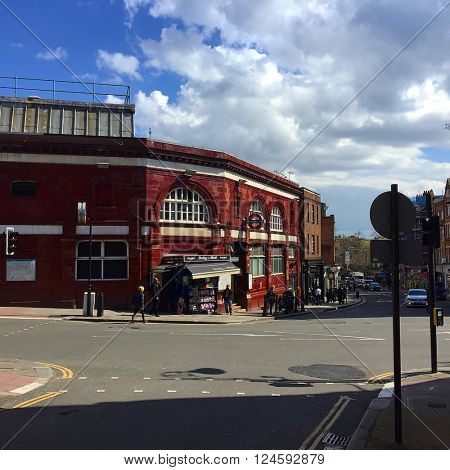 HAMPSTEAD - APRIL 5: Hampstead Underground Station on April 5, 2016 in Hampstead, London, UK.