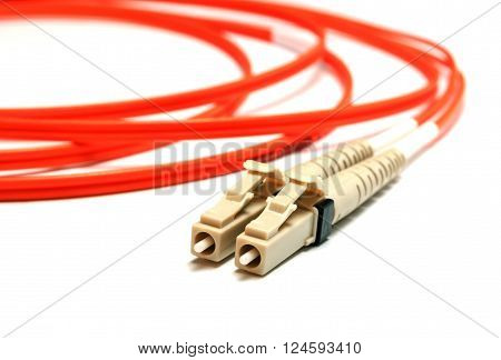 two single-mode optical connectors lc-type. front view.
