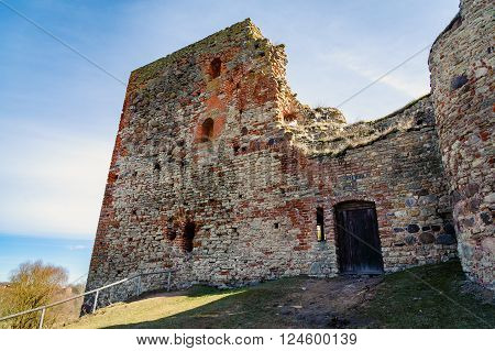 Ruins of the medieval castle in Bauska, Latvia